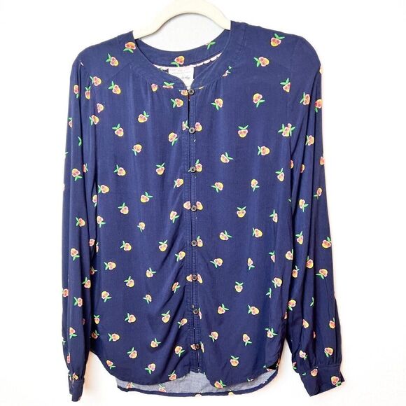 Anthropologie Kendra Dandy Dreamer Button Down Navy Blouse Size 6 EUC - Picture 4 of 9